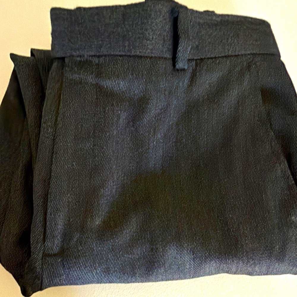 Grant Thomas Men's Black Wool Twill Flat Front Straight Leg Dress Pants 36x30
